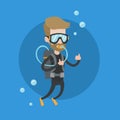 Man diving with scuba and showing ok sign. Royalty Free Stock Photo