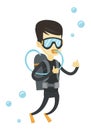 Man diving with scuba and showing ok sign. Royalty Free Stock Photo