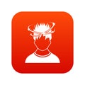 Man with dizziness icon digital red