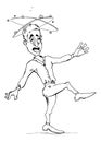 Man is dizzy. He staggering and about to fall. Stars spinning around his head. Funny cartoon character.