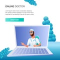 Man Doctor Help Patient Online by Computer Monitor
