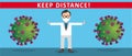 Man Doctor Mask Cartoon Keep Distance Header