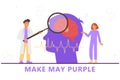 Man doctor and woman patient examining brain stroke in flat style. Make May Purple