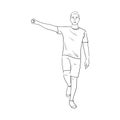 A man does sports at home. Vector illustration, black and white line art