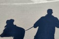 Man and dog cocker spaniel shadow Royalty Free Stock Photo