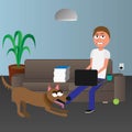 Man and dog homeoffice