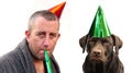 Man and dog partying