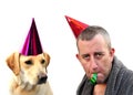 Man and dog partying