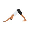 Man doing Adho mukha svanasana or downward facing dog yoga pose