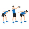 Man doing Alternating hand kettlebell swing exercise