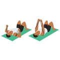 Man doing banded lying chest press from floor with yoga fitness mat
