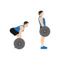 Man doing Barbell deadlifts exercise. Flat vector Royalty Free Stock Photo