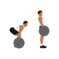 Man doing Barbell deadlifts exercise. Flat vector