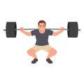 Man doing Barbell squat exercise with too much weights. Ego lifting concept