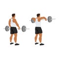 Man doing barbell upright row exercise flat vector Royalty Free Stock Photo