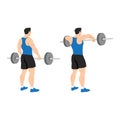 Man doing barbell upright row exercise flat vector Royalty Free Stock Photo