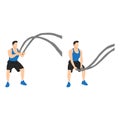 Man doing battle rope double waves exercise