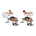 Man doing Bench Swiss. fitness workout, practicing abs Royalty Free Stock Photo