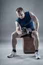 Man doing biceps curl with dumbbells Royalty Free Stock Photo