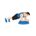 Man doing Bosu ball plank exercise.