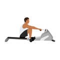 Man doing cardio. Rowing machine flat vector Royalty Free Stock Photo