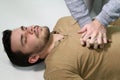 Man doing a cardiopulmonary resuscitation