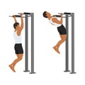 Man doing chin-ups workout. Pull up with supinated lat pulldown reverse grip