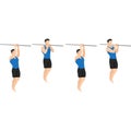 Man doing commando pull up exercise