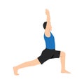 Man doing Crescent Lunge pose or Anjaneyasana exercise