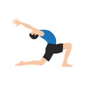 Man doing Crescent Lunge pose or Anjaneyasana exercise