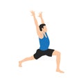 Man doing Crescent Lunge pose or Anjaneyasana exercise.