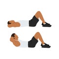Man doing crunches. Abdominals exercise. Flat vector Royalty Free Stock Photo