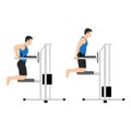 Man doing dips on parallel bars in the gym exercise Royalty Free Stock Photo