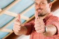 Man doing dry walling, working Royalty Free Stock Photo