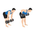 Man doing Dumbbell bent over reverse grip row exercise Royalty Free Stock Photo