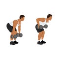 Man doing Dumbbell bent over rows exercise flat vector Royalty Free Stock Photo