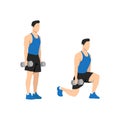 Man doing dumbbell lunges. Vector set of workout Royalty Free Stock Photo