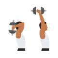 Man doing Dumbbell overhead triceps extension exercise. Flat vector Royalty Free Stock Photo