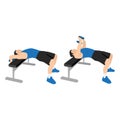 Man doing dumbbell pullover exercise. Flat vector Royalty Free Stock Photo