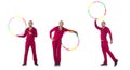 Man doing excecises with hula hoop Royalty Free Stock Photo