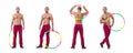Man doing excecises with hula hoop Royalty Free Stock Photo