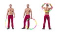 Man doing excecises with hula hoop Royalty Free Stock Photo