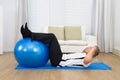 Man Doing Exercise With A Pilates Ball Royalty Free Stock Photo