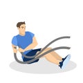 Man doing exercise with a rope. Sport activity