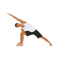 Man doing extended side angle pose Utthita Parsvakonasana exercise.