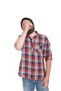 Man doing facepalm or cover his face with palm Royalty Free Stock Photo