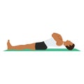 Man doing fish pose matsyasana exercise. Flat vector