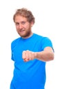 Man doing fist bump on white Royalty Free Stock Photo