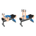 Man doing Flat bench dumbbell flyes exercise.