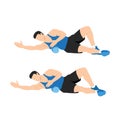 Man doing foam roller lat stretch exercise